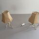 Paire de lampes de chevet du milieu du siècle en laiton et abat-jour en tissu, années 1960, Allemagne