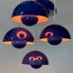 5 Blue Flower Pots by Verner Panton produced by Louis Poulsen
