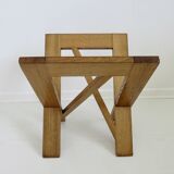Scandinavian magazine rack in solid wood 1970