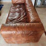 Vintage brown aged leather sofa
