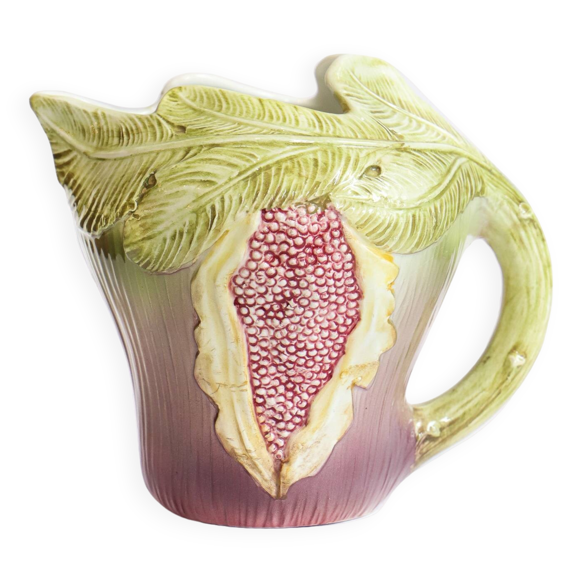 Vintage Italian Majolica Ceramic Fig-Shaped Pitcher or Jug