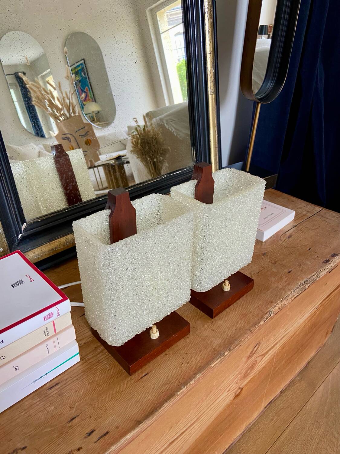 Pair of cubic bedside lamps - 1960.