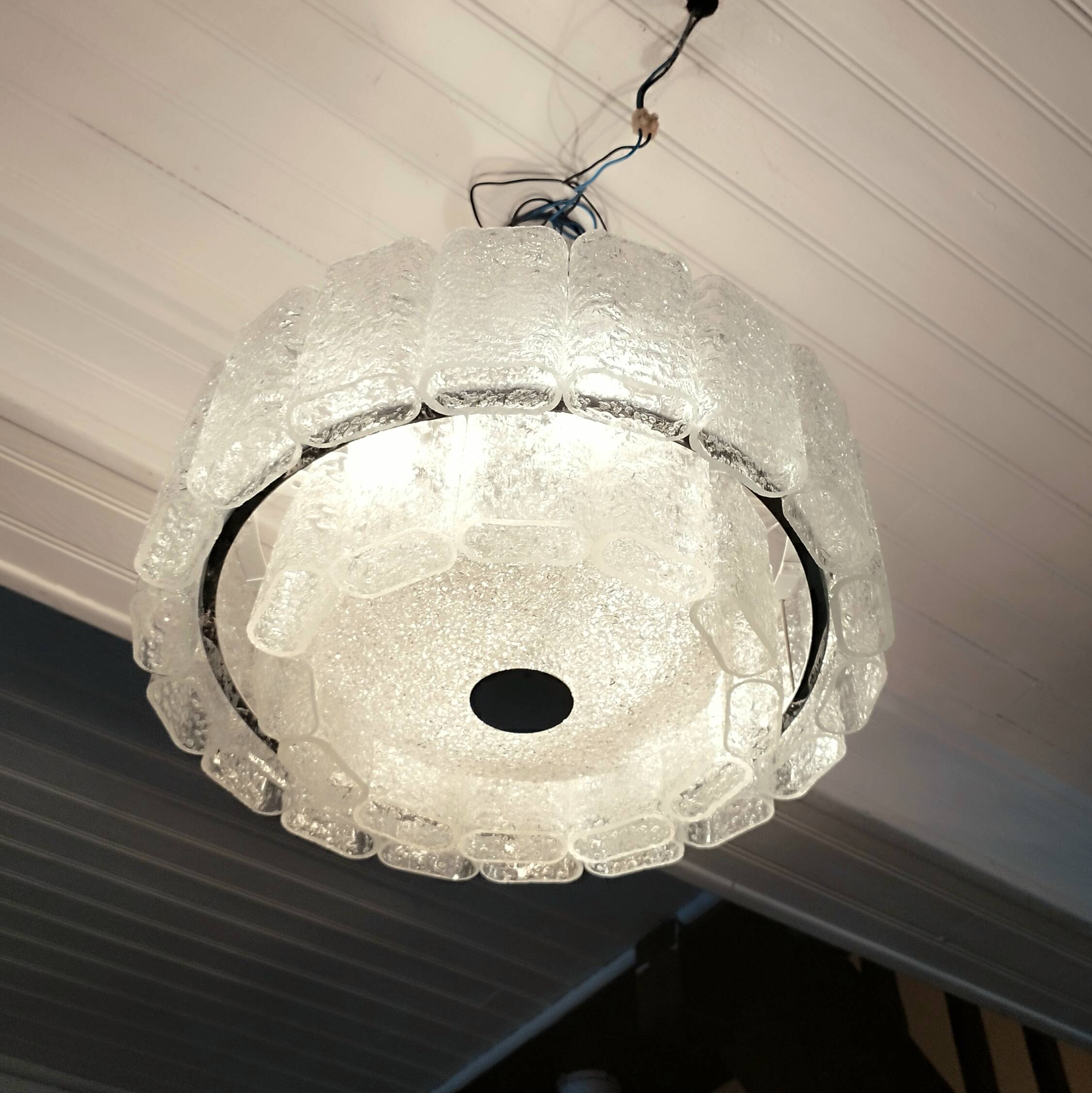 Large frosted glass chandelier Doria Lighting 70s