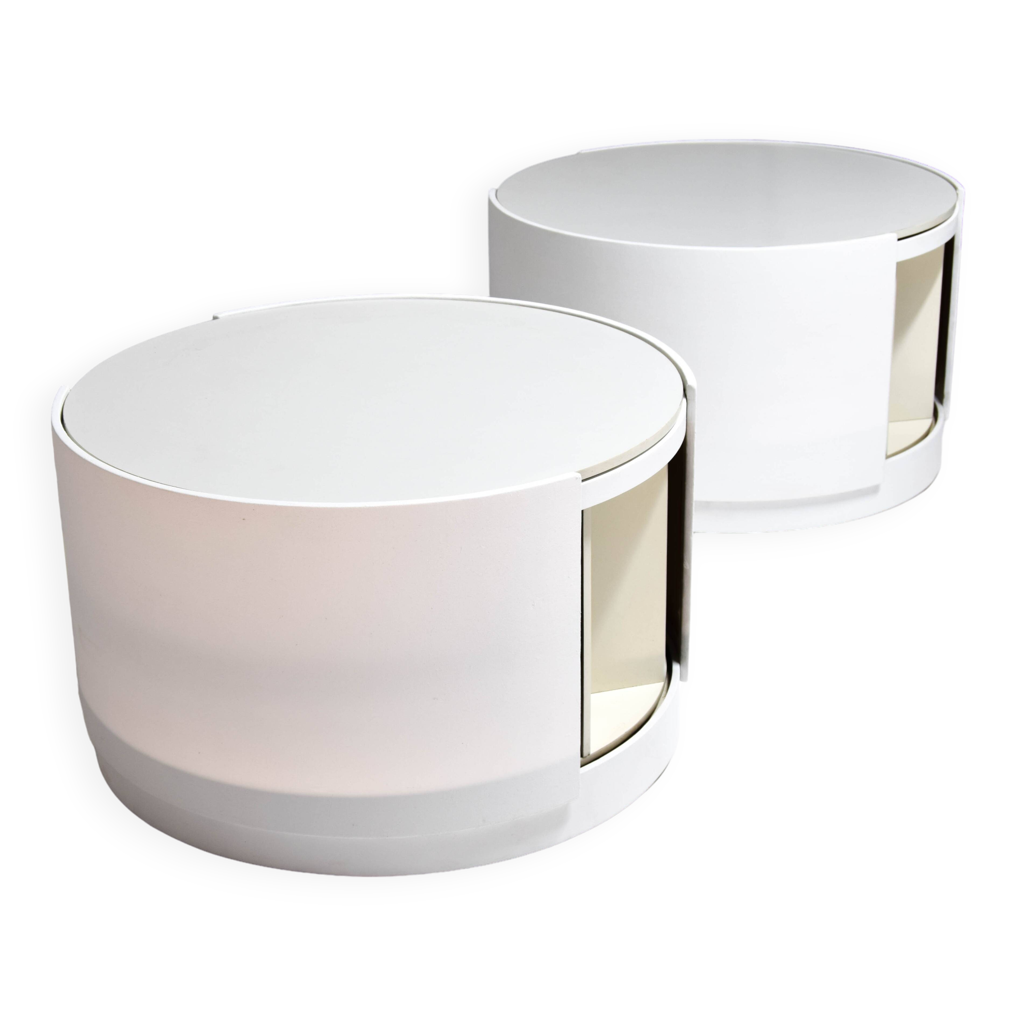 Set of Two Eugenio Gerli Tavolino container girevole T128 Revolver Italy 1969