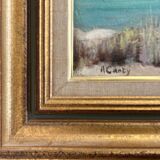 HST painting "Snow at Clairvaux les lacs" (Jura) signed + frame