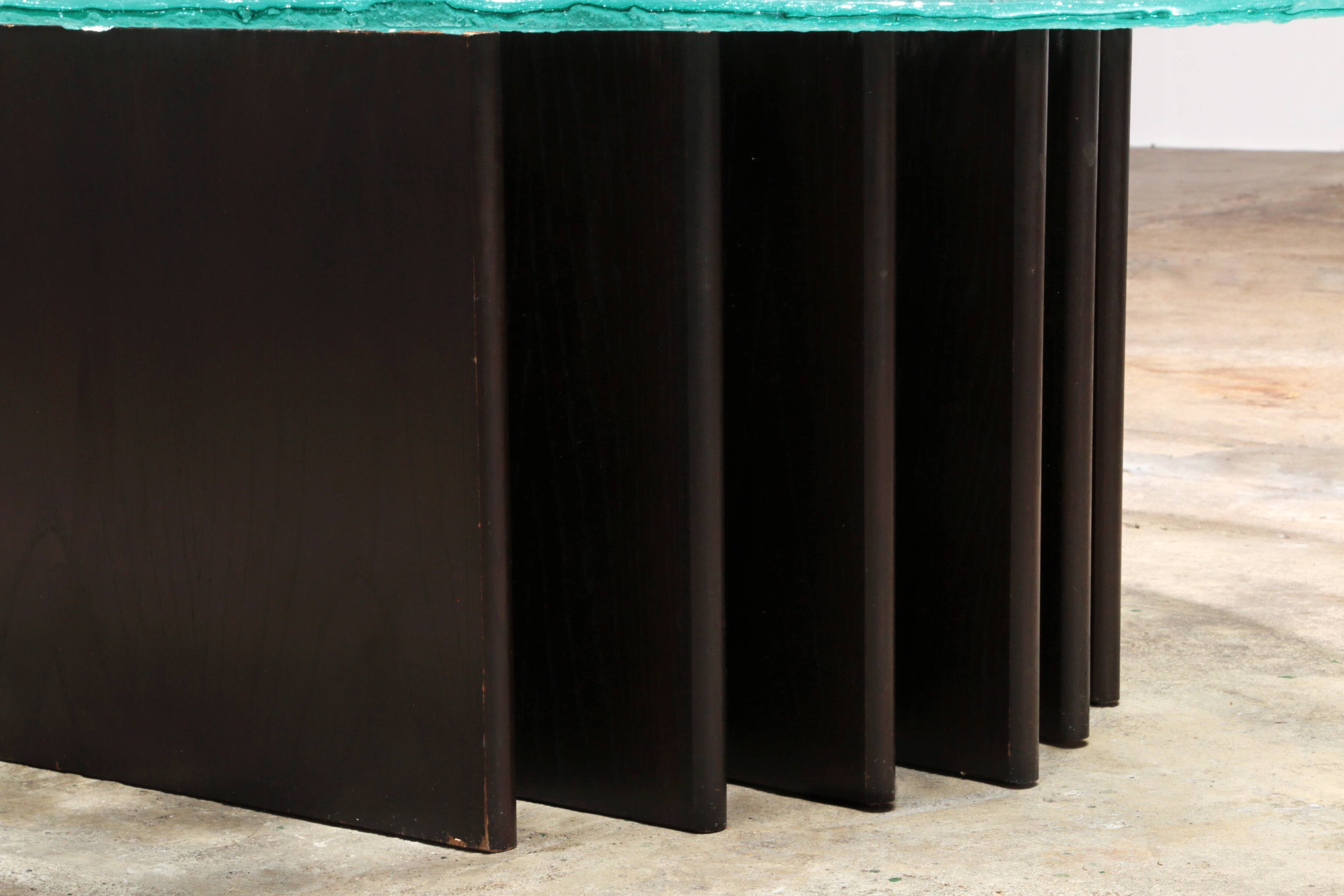 Sculptural glass coffee table by Heinz Lilienthal 1970, Germany