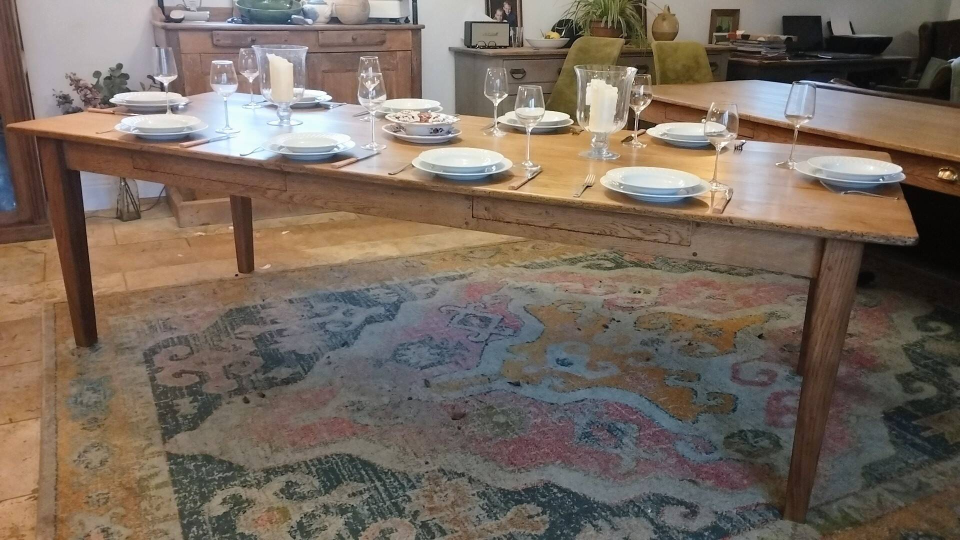 Solid oak farmhouse table 260x100