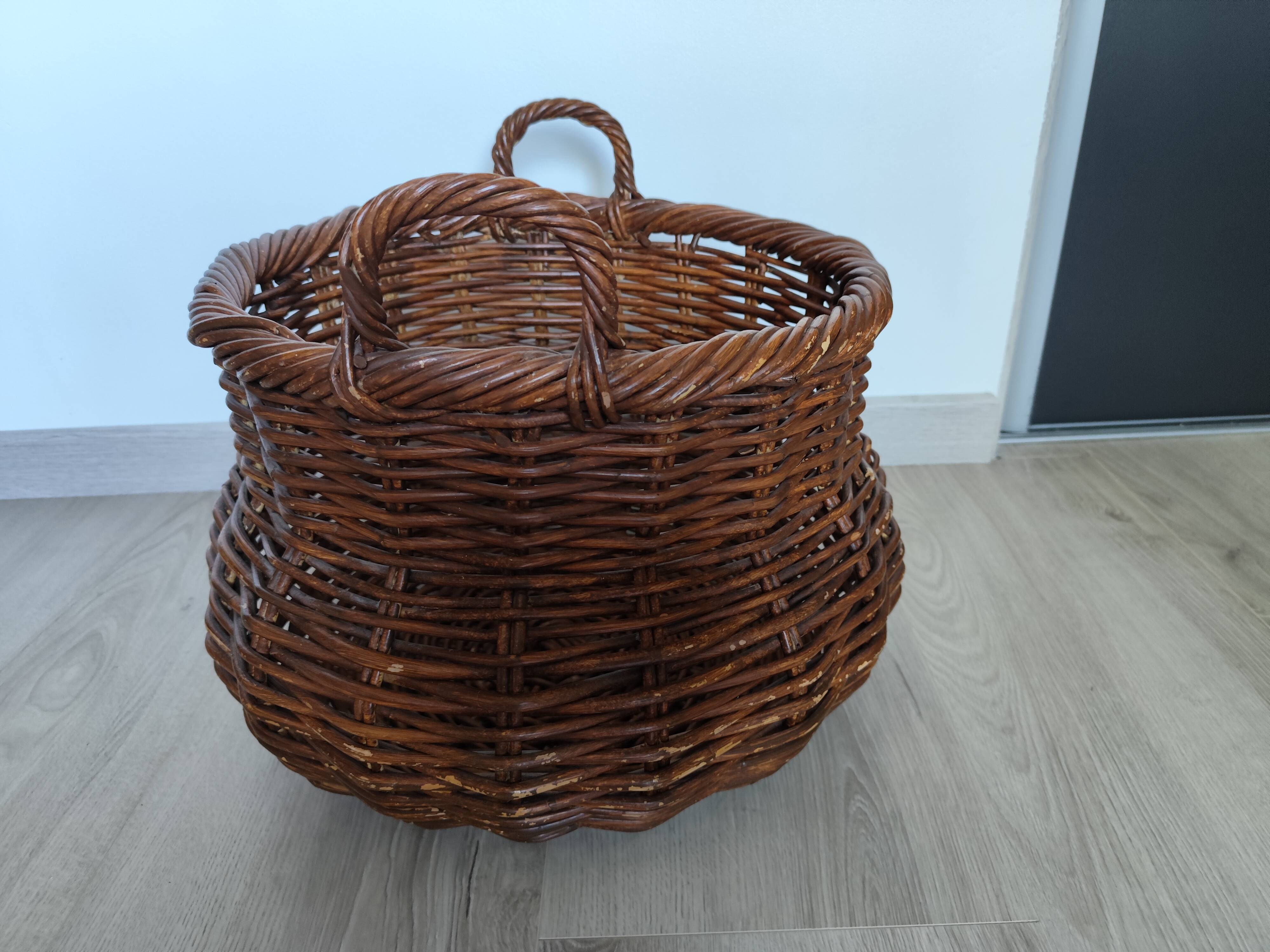 Vintage rattan planter basket
