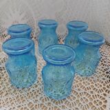 6 antique blue glass glasses