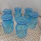 6 antique blue glass glasses
