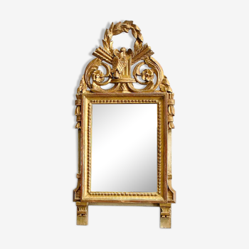 Gilded wood mirror, Louis XVI style - 1st part XXth - 60x30cm