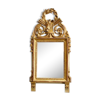 Miroir en bois doré, style Louis XVI – 1ère partie XXe - 60x30cm