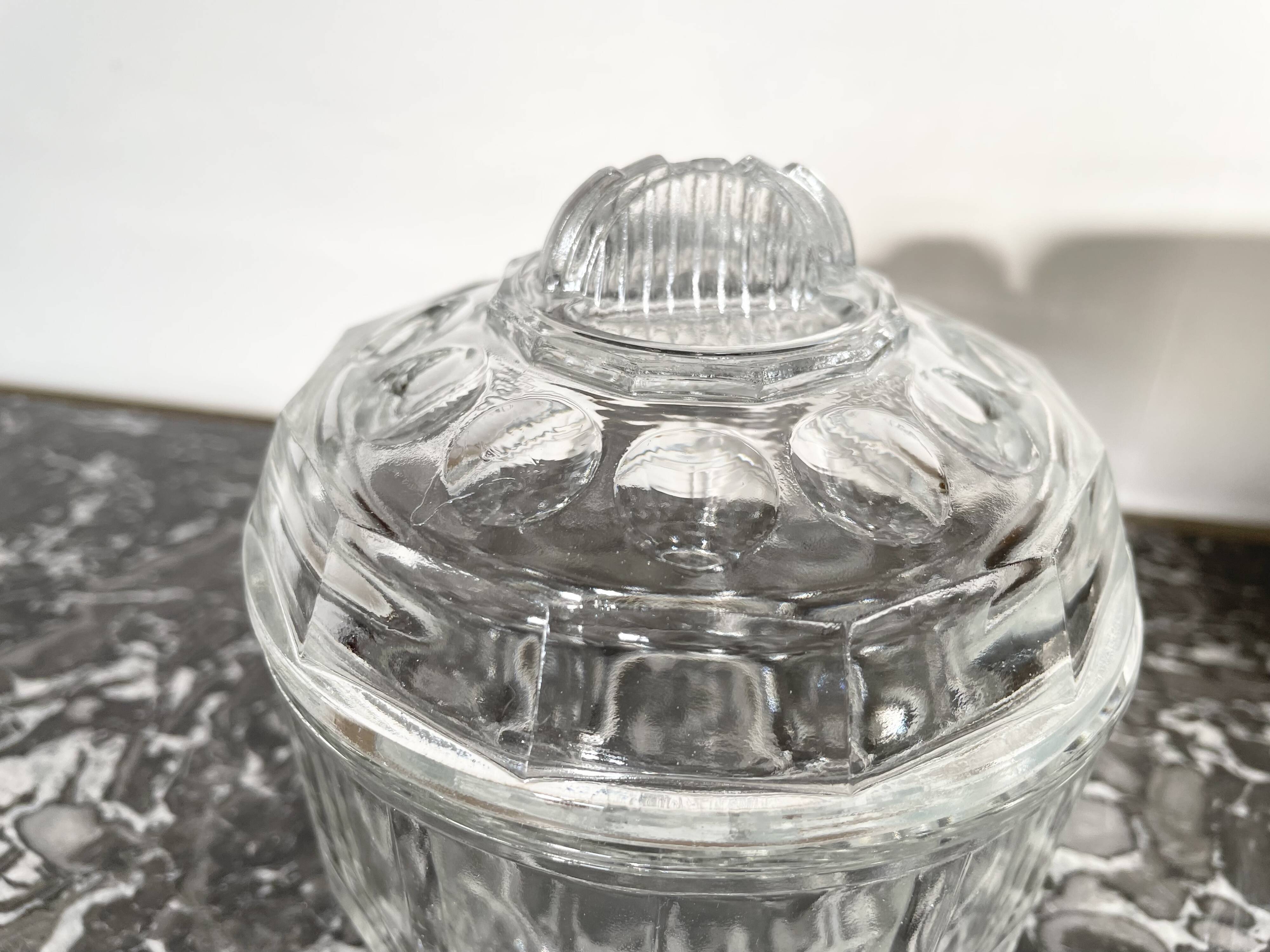 Art Deco molded glass sugar bowl