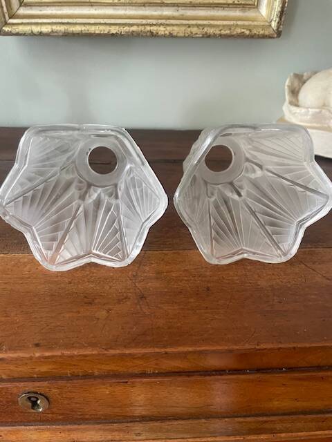 Pair of Art Deco wall sconces in frosted molded glass