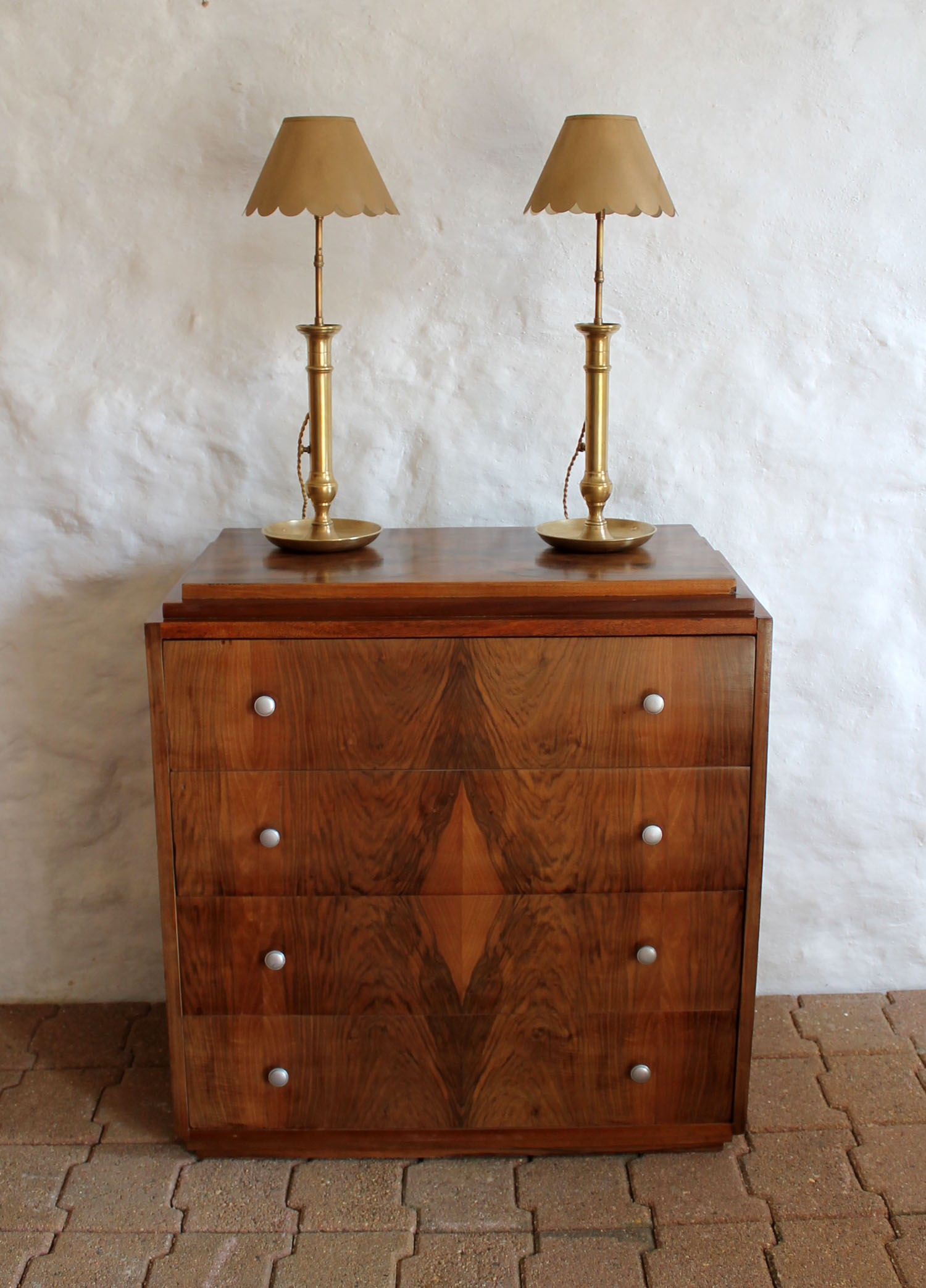 Pair of brass candlesticks lamps