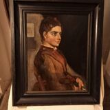 Old portrait, oil on canvas, portrait of a woman, late nineteenth century