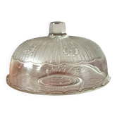 Cloche à fromage et son plateau, plat en verre transparent avec cloche,1960