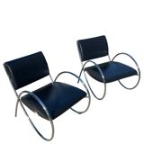 2 Fauteuils Design en métal chromé, 1980