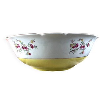 Vintage yellow salad bowl with flower KG Luneville