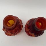 Paire de vases Tip Emile Gallé, pate de verre