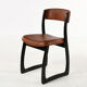 Set of 4 vintage wood and skai sled chairs