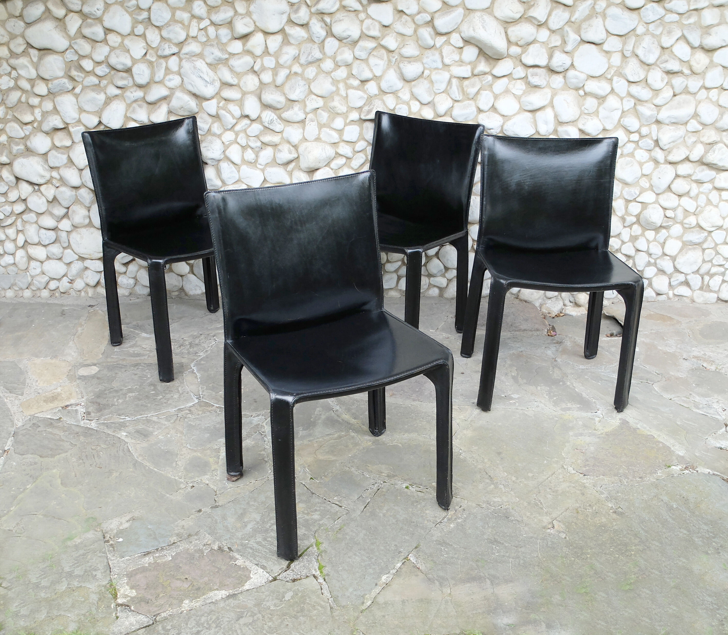 Vintage CAB 412 chairs, Mario Bellini design for Cassina, set of 4
