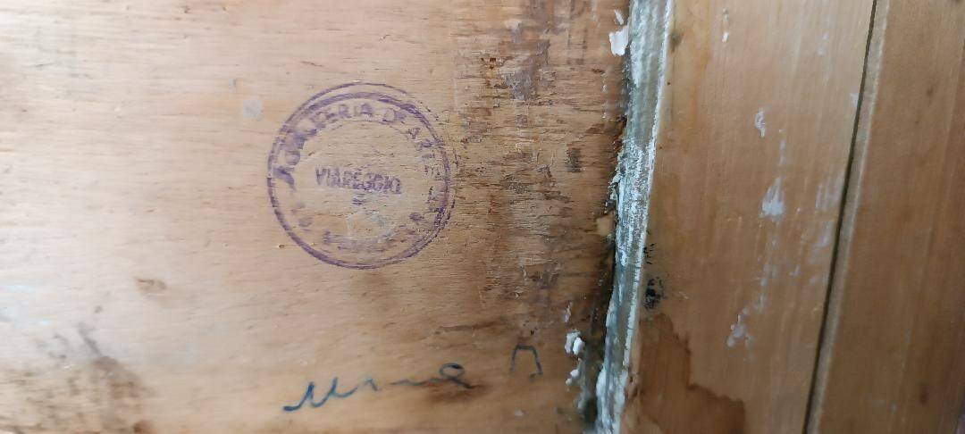 Huile sur panneau première moitié du 20ème siècle - tampon galerie Navicella Viareggio