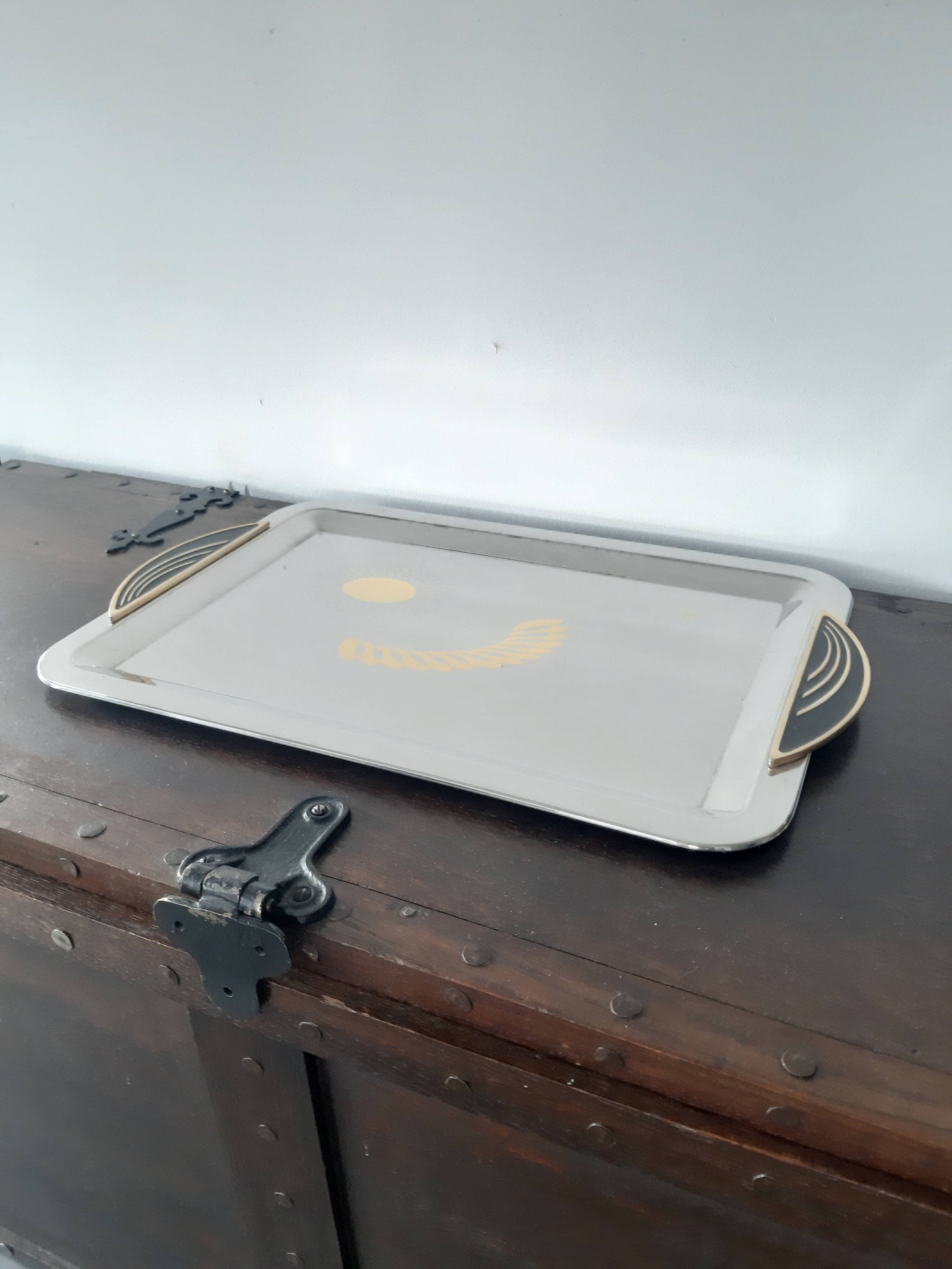 Gottinghen gold and stainless steel Art Deco tray
