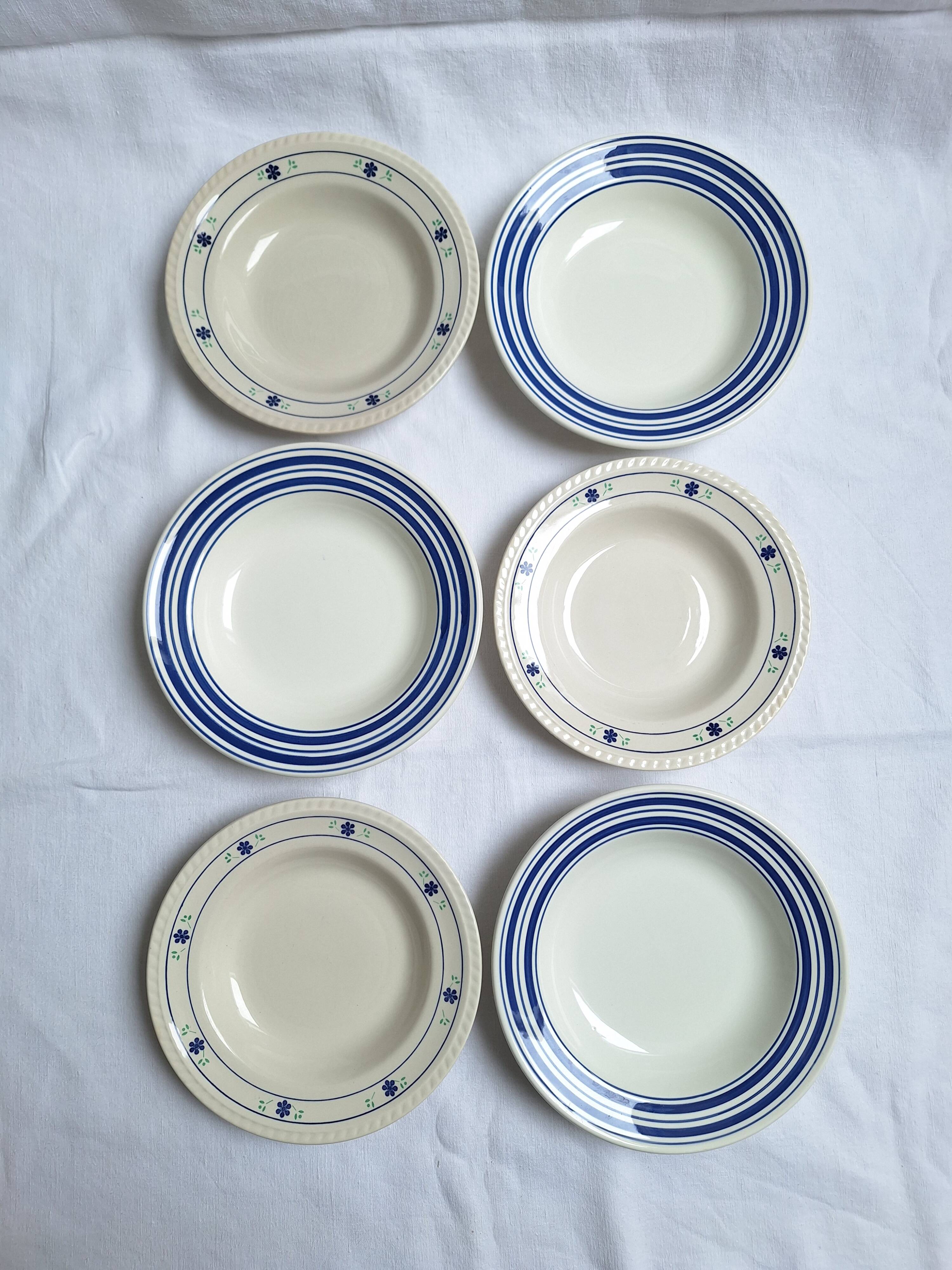 Vintage blue soup plates