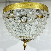 Plafonnier 3 lumières bronze et cristal