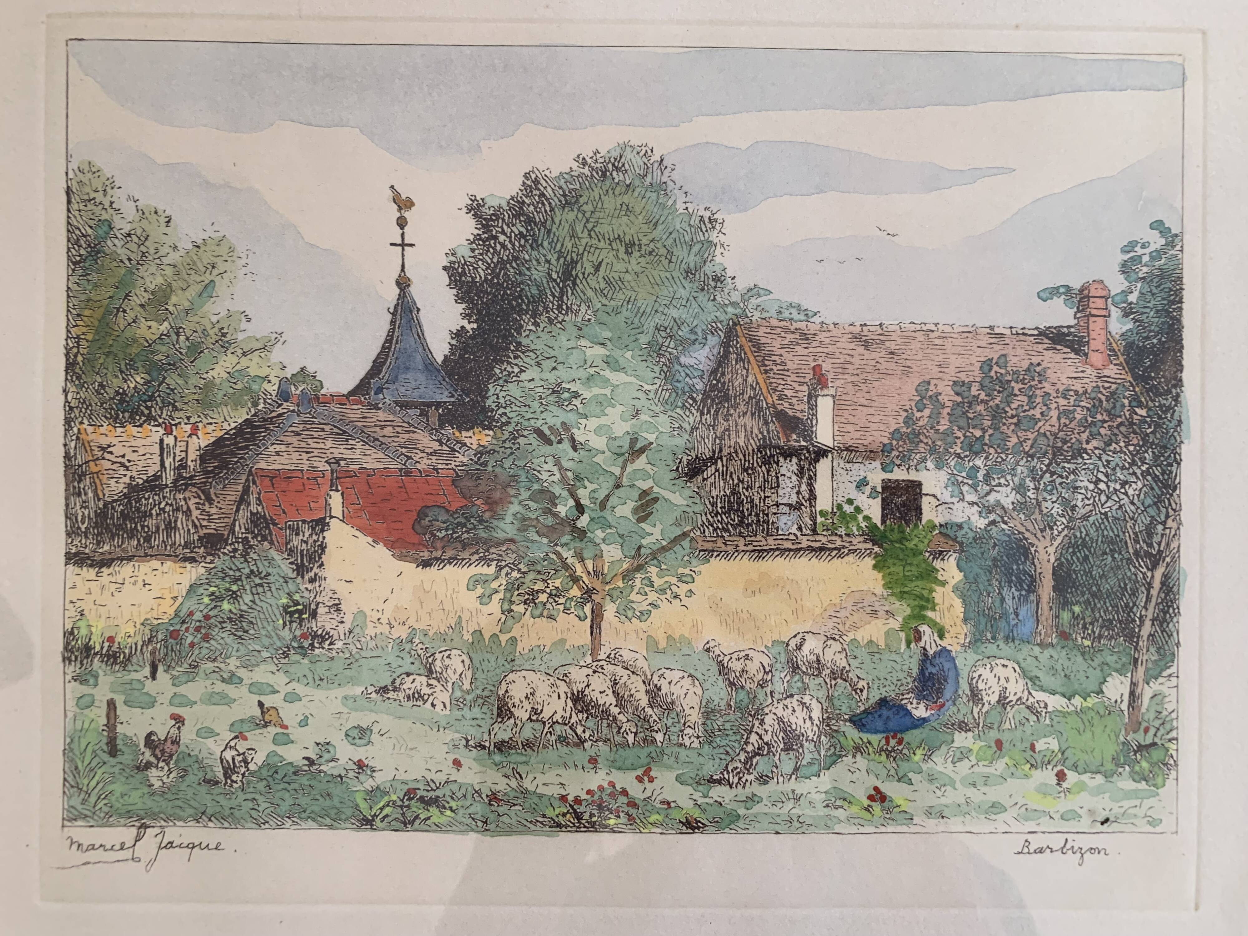 Antique print Marcel Jacque, Barbizon