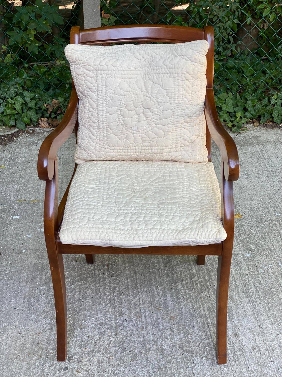 Regency office chair in solid wood and Louis Philippe canework