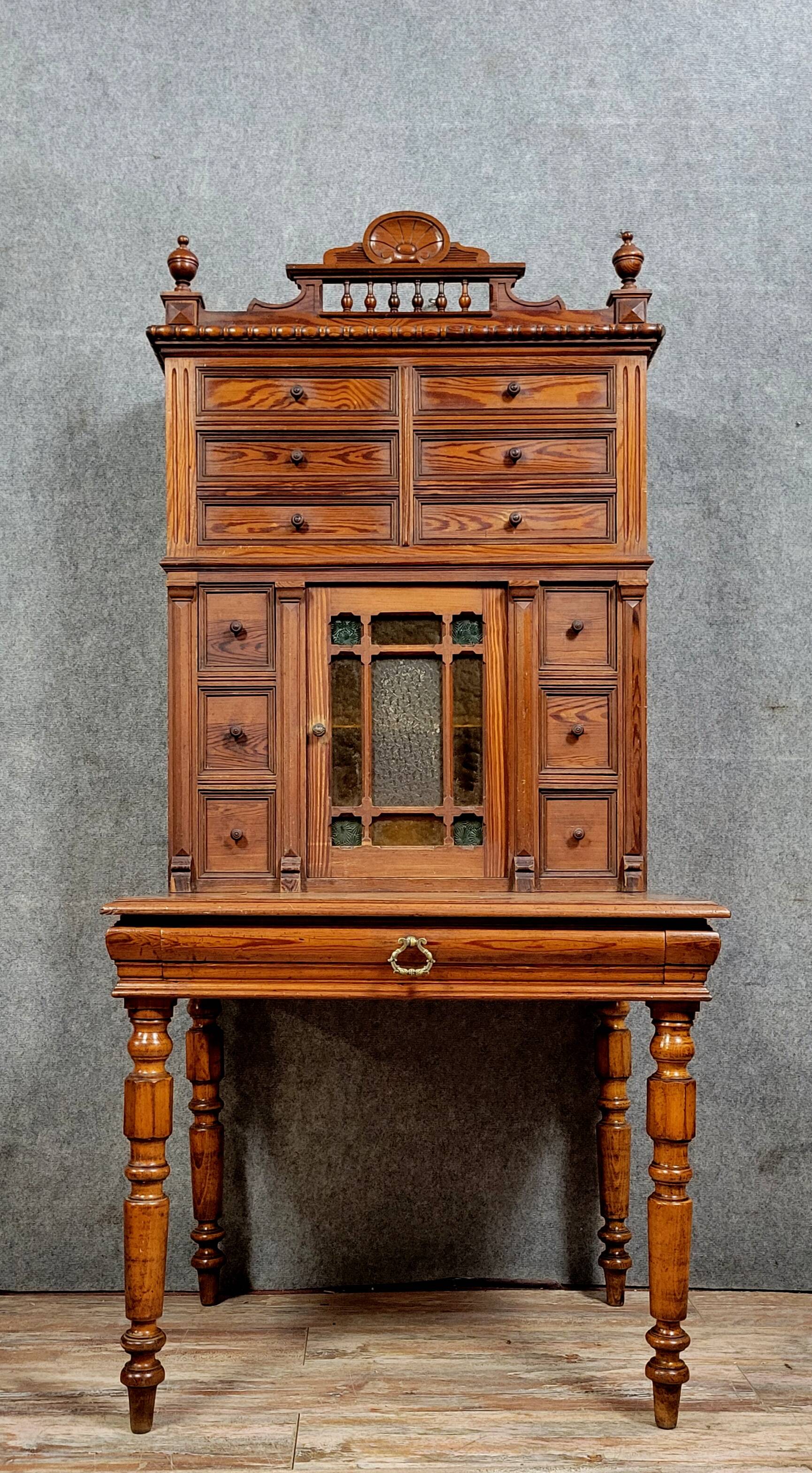 Napoleon III period tiered happiness of the day desk in pine circa 1880
