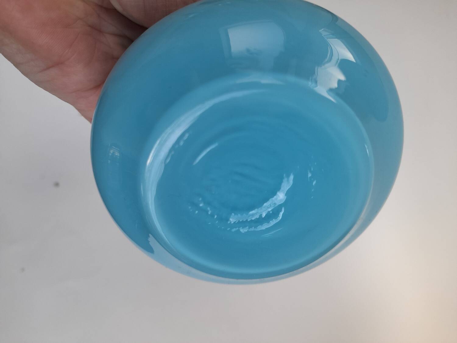 Blue opaline vase with space age rings