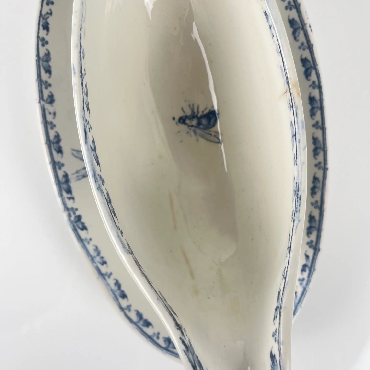 Saucière terre de fer "Carmen", Sarreguemines, bleu, 1875-1900