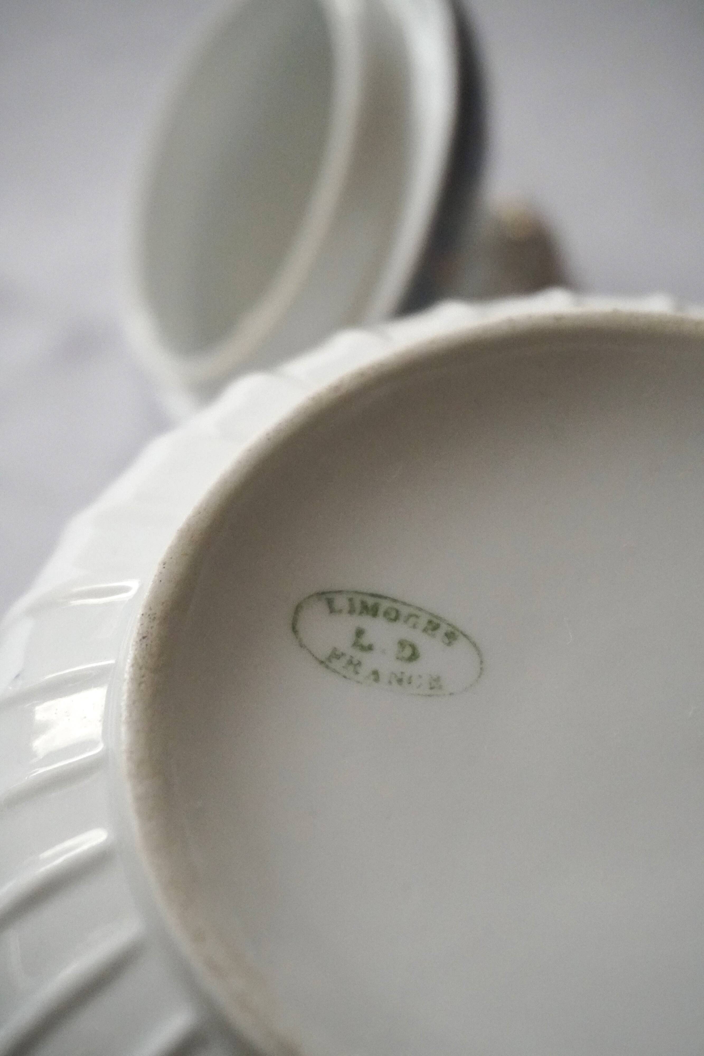 White Limoges porcelain sugar bowl/sugar pot