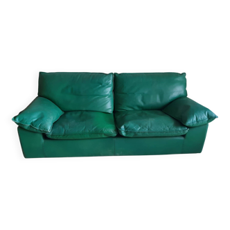 Sofa set and a green leather armchair - 1990s style - Duvivier brand