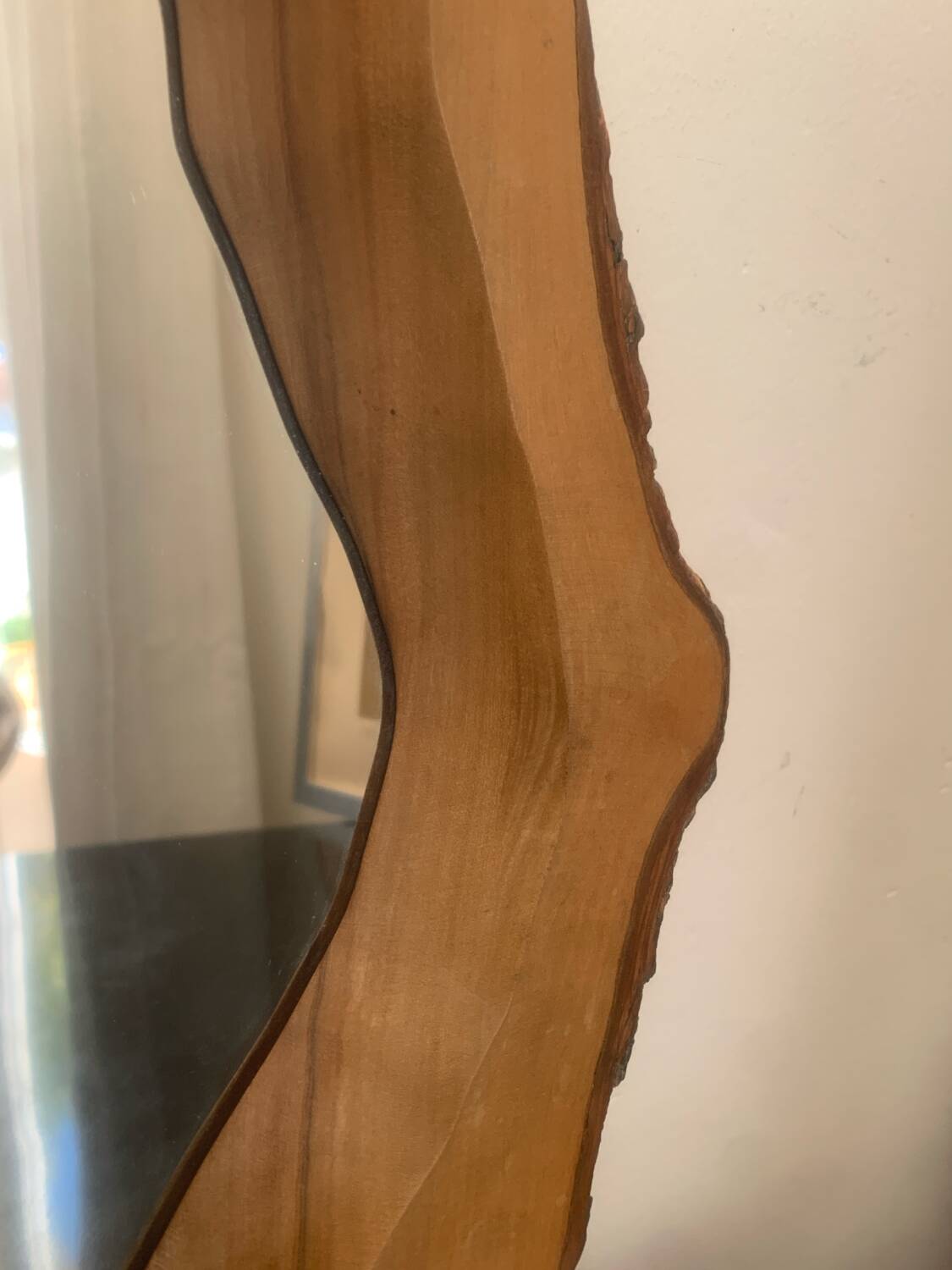 Miroir bois 1960 forme libre
