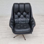 Fauteuil en cuir pivotant danois vintage