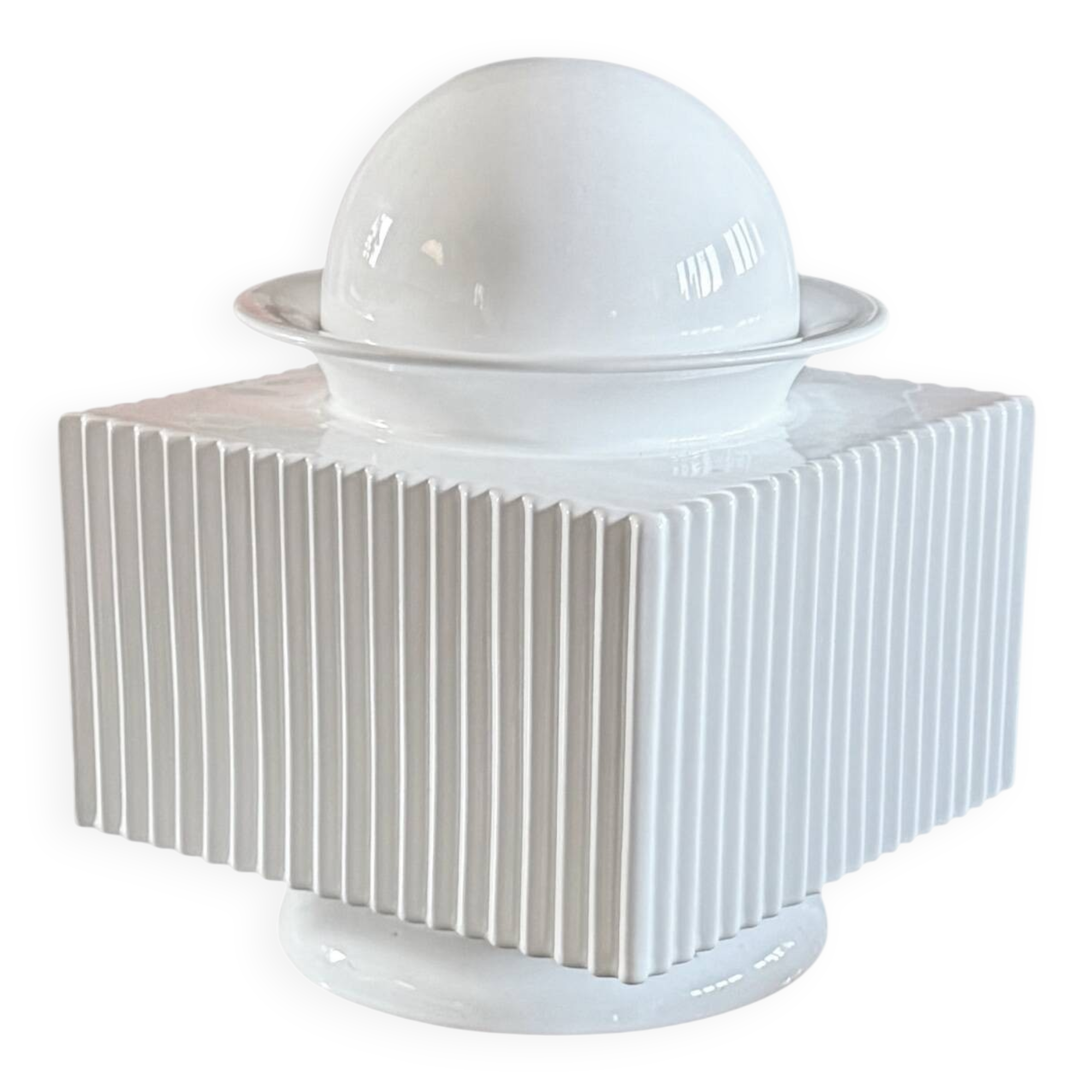 Sergio Asti, postmodern white ceramic vase, Cedit Italy 1970s