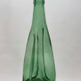 Ancienne Grande Bouteille En Verre Pressé Moulé Vert Écrasé Déformé
