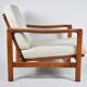 Fauteuil d’origine scandinave, entièrement restauré, rembourré, designer Z. Baczyk, années 60, beige