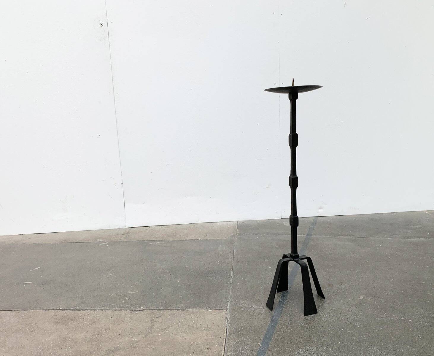 Vintage brutalist candle holder in wrought iron