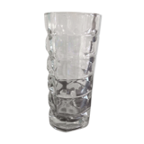 Structured glass faceted vase vintage 70s
