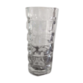Structured glass faceted vase vintage 70s