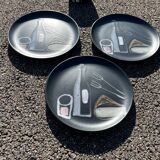 Set of 3 vintage 1960 ceramic plates