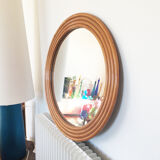 Round rattan bamboo mirror, 60 cm