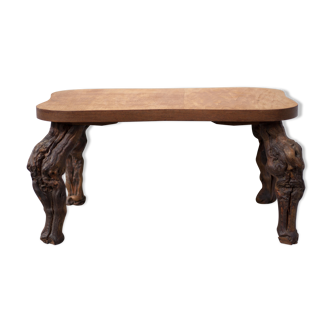 Table basse bois et pieds de vigne