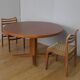 Round table with 2 teak extensions by J. Mortensen, Scandinavian edition Heltborg