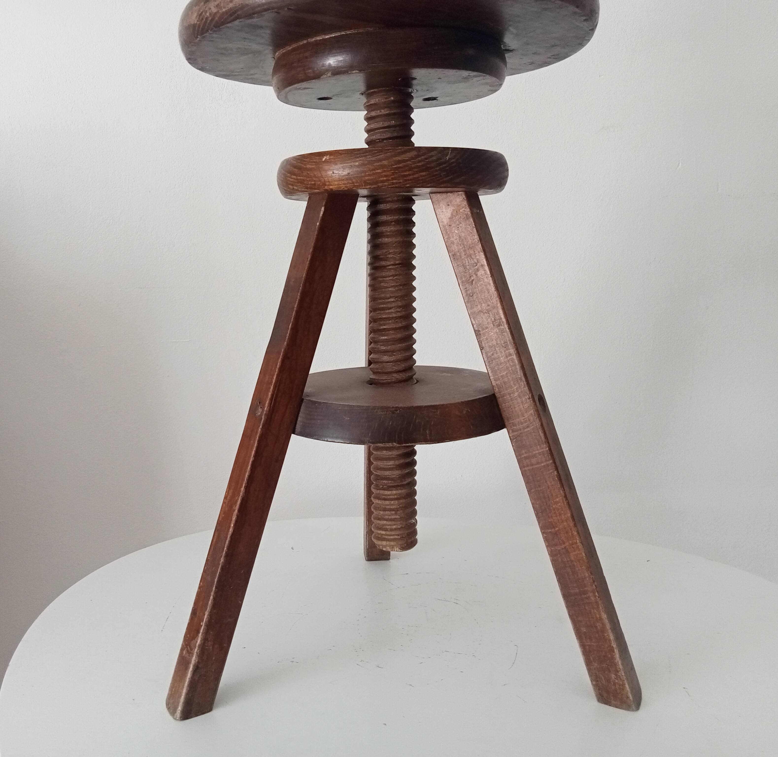 Tabouret de peintre vintage en bois massif